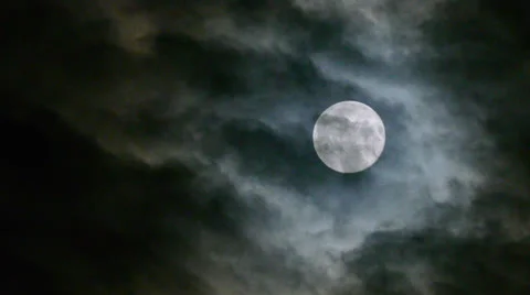 Real Full Moon night clouds creepy no CG 24P Stock Footage