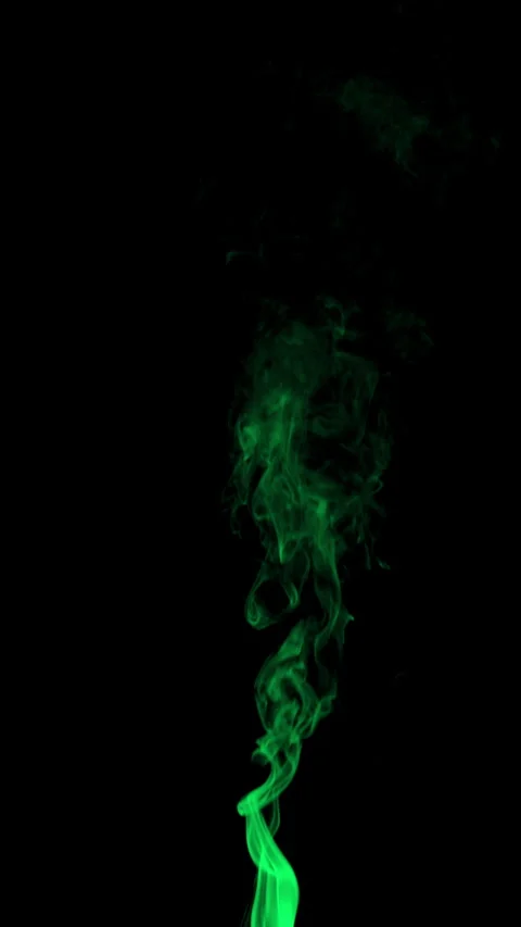 Real green smoke from incense on black background, smoke overlay in slow moti Stock Footage 280671153