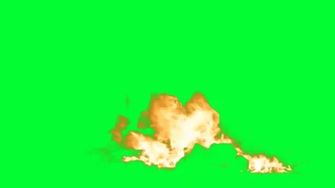 Real Ground Fire Burning Flame Element Green Screen Stock Footage 340676772
