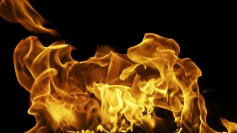 Real Ground Fire Burning with Flames and Smoke – Cinematic Fire Background Video stock 343553876