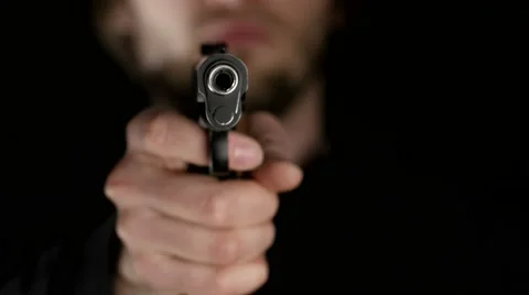 Real gunshot on black background Stock Footage 48134800