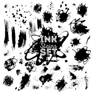 Real ink stains, splashes set for design. Stock Illustration