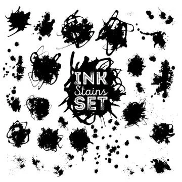 Real ink stains, splashes set for design. Stock Illustration