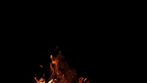 Real isolated fire with smoke on black background Stock Footage 87475148