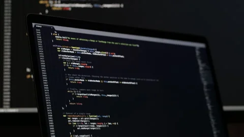 Real Javascript code. Front end web development. Java script JS code on laptop Stock Footage 145020146