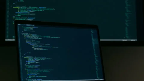 Real Javascript code. Front end web development. Java script JS code on laptop Stock Footage 145032965