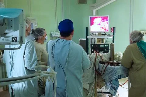 Real laparoscopic surgery Foto stock