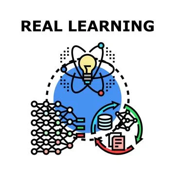 Real learning process with artificial intelligence and data Stock Illustration