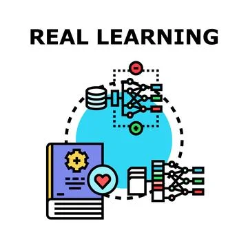 Real learning process with artificial intelligence and data Stock Illustration