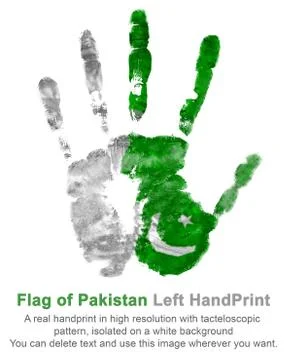 A real left hand impression in the colors of the flag of Pakistan Stock Illustration