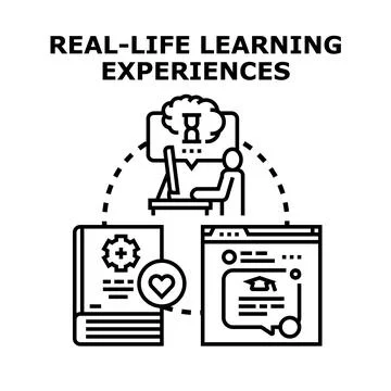 Real life learning experiences and online education concept 스톡 일러스트