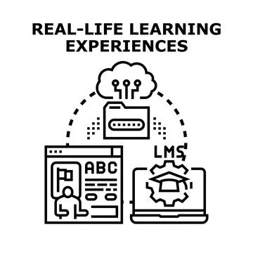 Real life learning experiences online education concept 스톡 일러스트