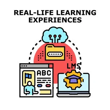 Real life learning experiences online education concept Stock Illustration