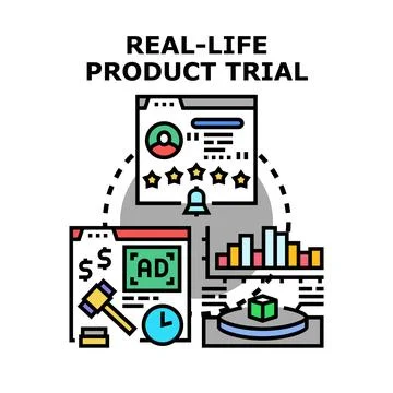 Real life product trial testing and researching process Stock Illustration