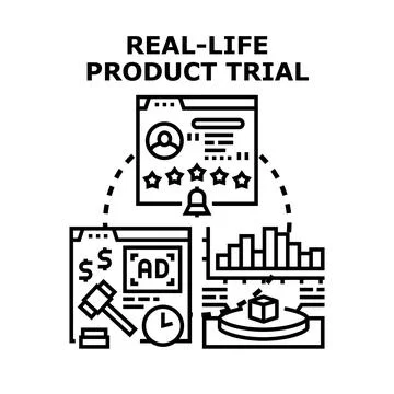 Real life product trial testing and researching process Stock Illustration