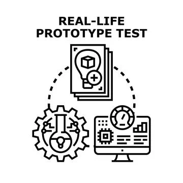 Real life prototype test innovating development process 스톡 일러스트