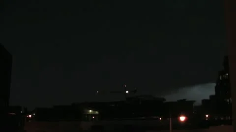 Real Lightning Hits Construction Crane &amp; Slowmo Stock Footage 15141070