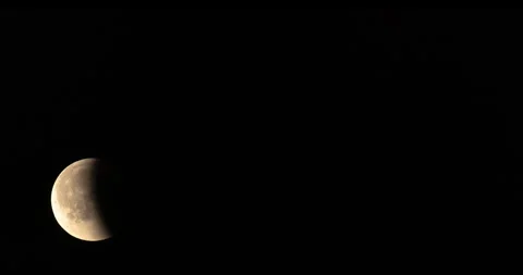 Real Lunar Eclipse Ending 600mm Timelapse Static Shot No People Stock-Footage 340043352