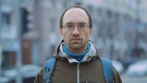 Real man on the street Stock Footage 123585408