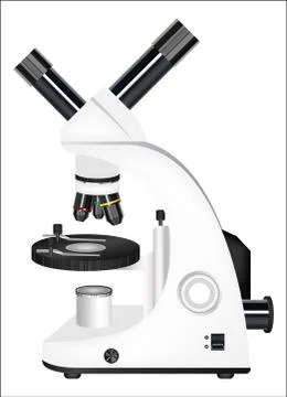 Real microscope on a white background vector Illustrazione stock