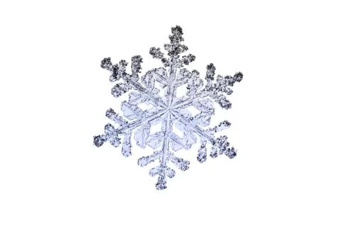 Real natural flake, snowflake macro isolated on white background Stock Photos