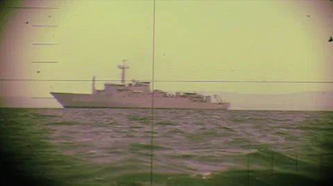 Real periscope view from a submarine Stock Footage 24692815