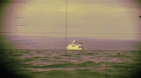 Real periscope view from a submarine Stock Footage 24692833