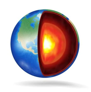 Real planet earth structure on a white background Stock Illustration