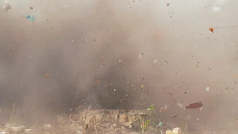 Real Powerful Explosion Near The Building Stock Footage 280085229