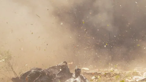 Real Powerful Explosion Near The Building Stock Footage 280085256