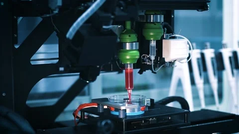 Real process of bioprinting human organ tissues on 3D printer Stock Footage 150148752
