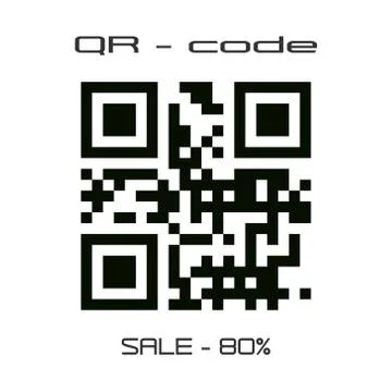 Real QR code sale - 80 percent. Logo, sticker for a store, website, or app. Stock Illustration