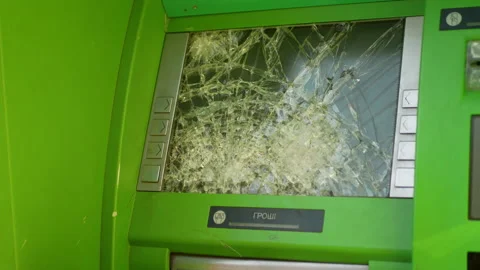 Real robery and broken ATM concept Stock Footage 202861750