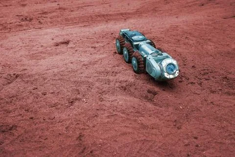 A real sci-fi picture, a machine on Mars. Stock Photos