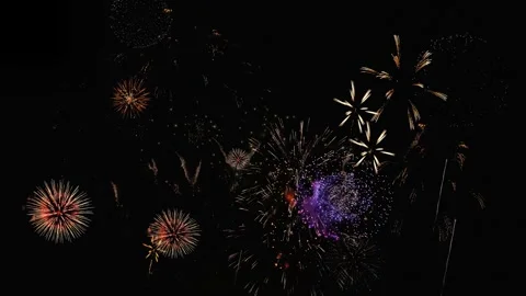 Real shining fireworks celebration background. golden firework new years eve Stock Footage 333898539