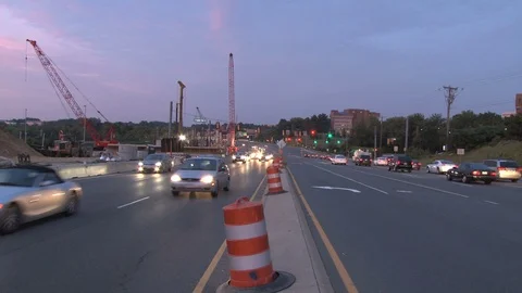 Real-shooting-of-dense-HD-video-of-urban-road-traffic-at-sunset-and-dusk Stock Footage 126136227