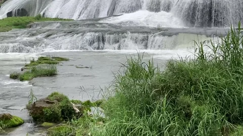 Real Shot of Downstream Shallow Beach of Huangguoshu Waterfall in Guizhou China Stock-Footage 336893068