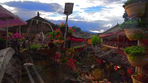 Real Shot of Empty Scenery of Lijiang Ancient City Yunnan China on 2024.10.03 Stockbeeldmateriaal 336883222