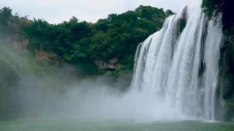 Real Shot of Front Panoramic View of Huangguoshu Waterfall in Guizhou China Video stock 336900532