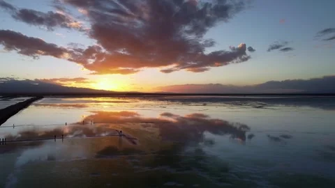 Real Shot of Sunset Lake Surface Scenery at Emerald Lake Qinghai China Video stock 337150492