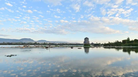 Real Shot Time Lapse of Fish Scale Clouds Over City Park Stock Footage 320097679