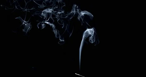 Real smoke on a black background. Thin Flexible Trickle of Real Smoke. Colorful Stock Footage