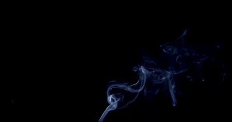 Real smoke on a black background. Thin Flexible Trickle of Real Smoke. Colorful Stock Footage 261695434