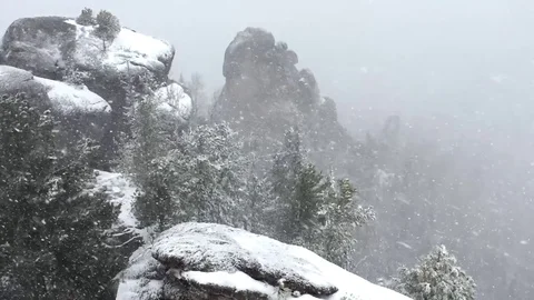 A real snow blizzard in Siberia  in the spring Stockbeeldmateriaal 69772380