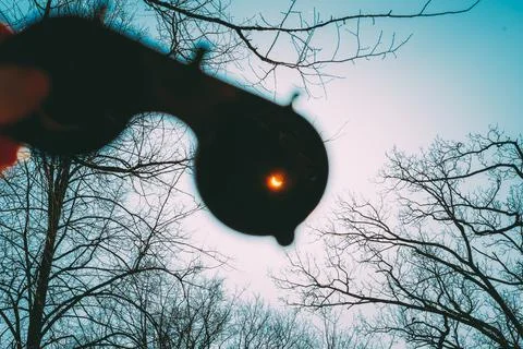 Real Solar Eclipse On March 20, 2015. Moon Covering Sun In Partial Eclipse. Fotos Stock