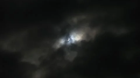 Real solar eclipse view 4k march 20 2015 halloween horror spooky background Stock Footage 49595221