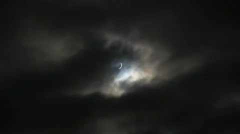 Real solar eclipse view 4k march 20 2015 halloween horror spooky background Stock Footage 49595745