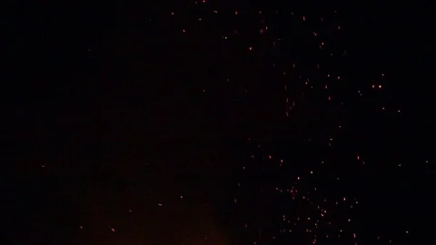 Real sparks from big bonfire Stock Footage 77490904