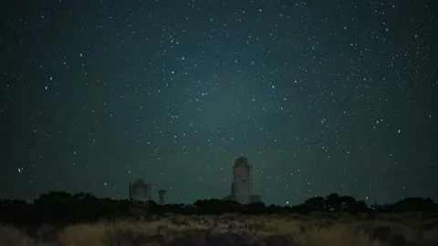 A real starfall at the station of the Astronomical Observatory for Observing Video stock 89752612