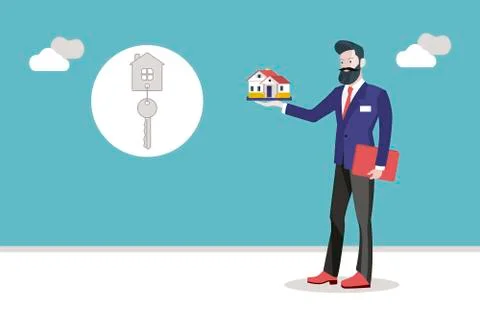 Real State Agent Man Stock Illustration